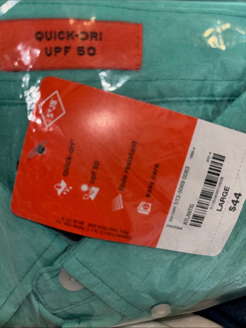 ST JOHN’S BAY Shirt‎ Quick Dri UPF50 Long Sleeves Performance Prep Size Large - Picture 4 of 4